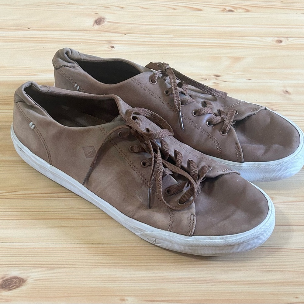 Sperry Top Sider Striper Cognac Brown Leather Sneakers STS17717